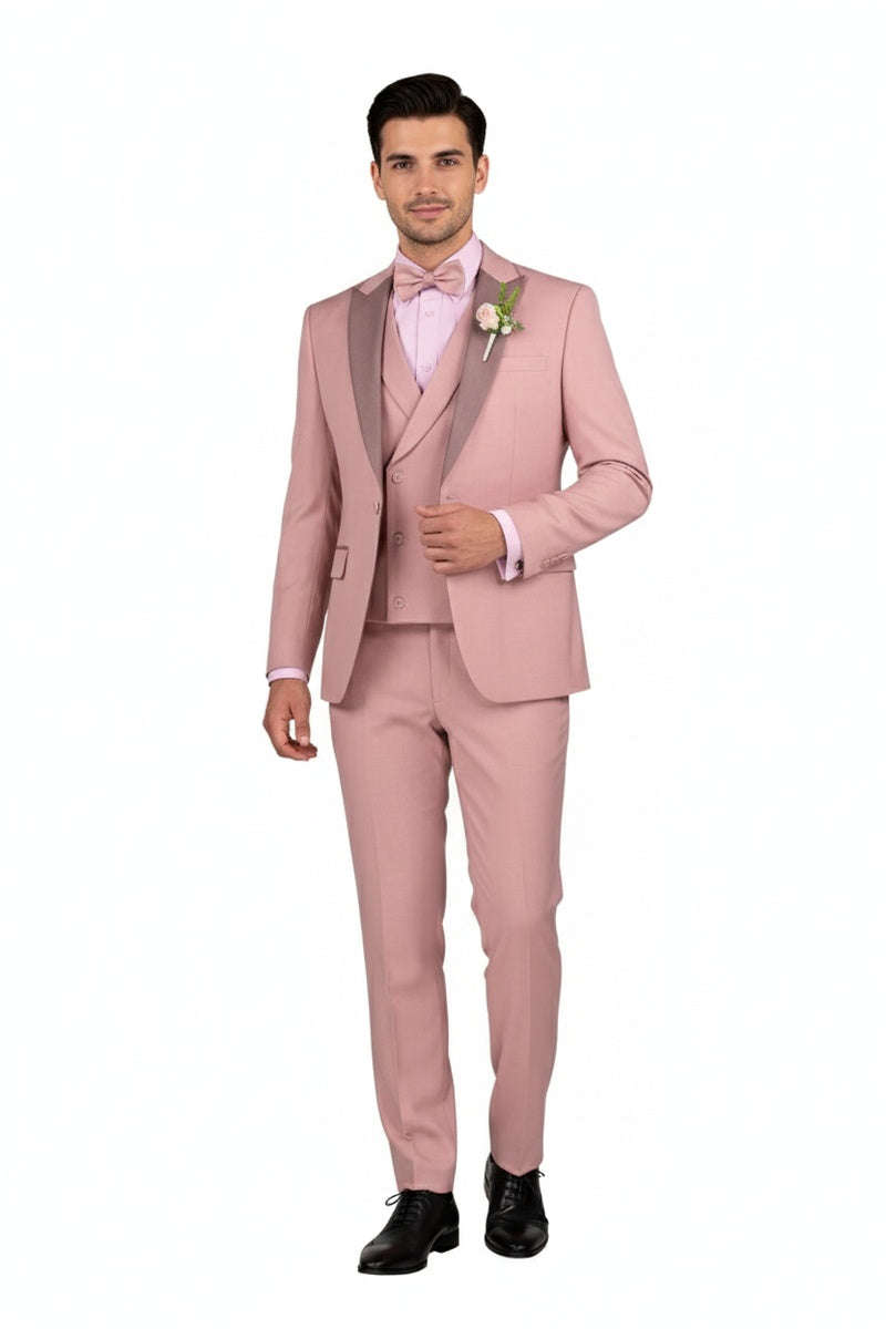 "Flare" Mauve 1-Button Peak Tuxedo (4-Piece Set)