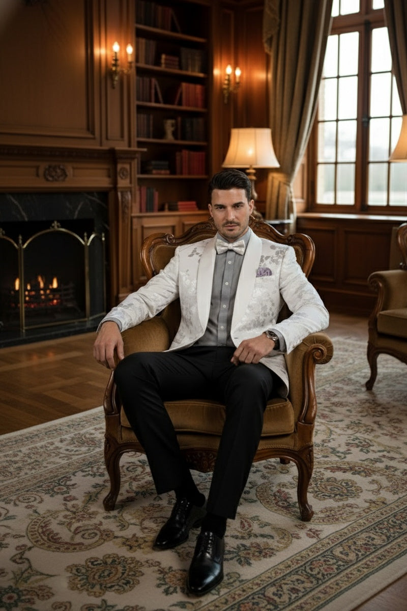 "Fusion" White Tuxedo Jacket (Separates)