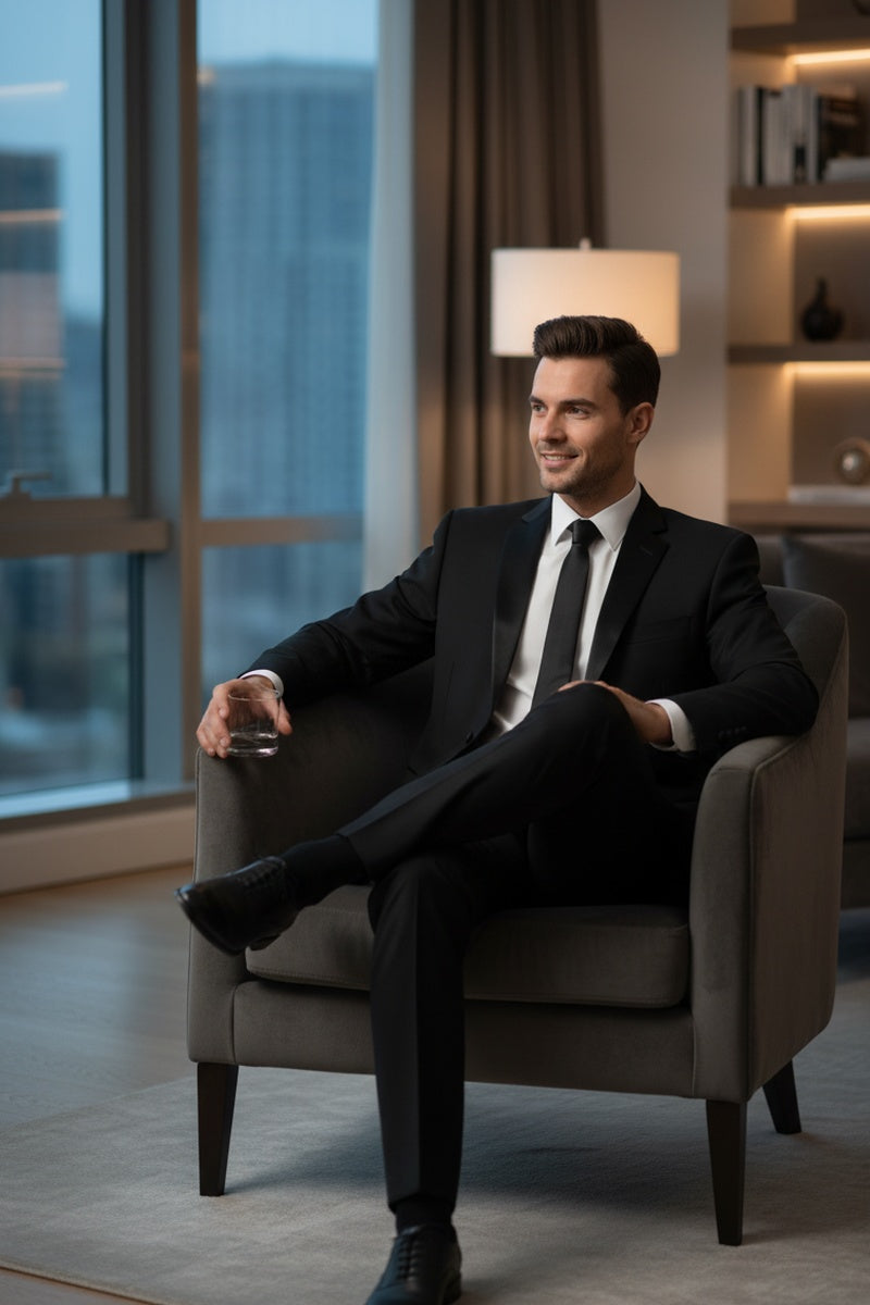"Giorgio" Black Vinci Tuxedo (2-Piece Set)