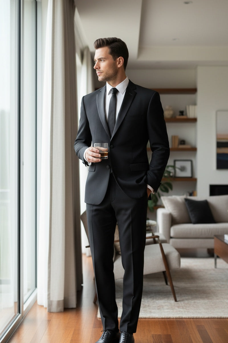 "Giorgio" Black Vinci Tuxedo (2-Piece Set)