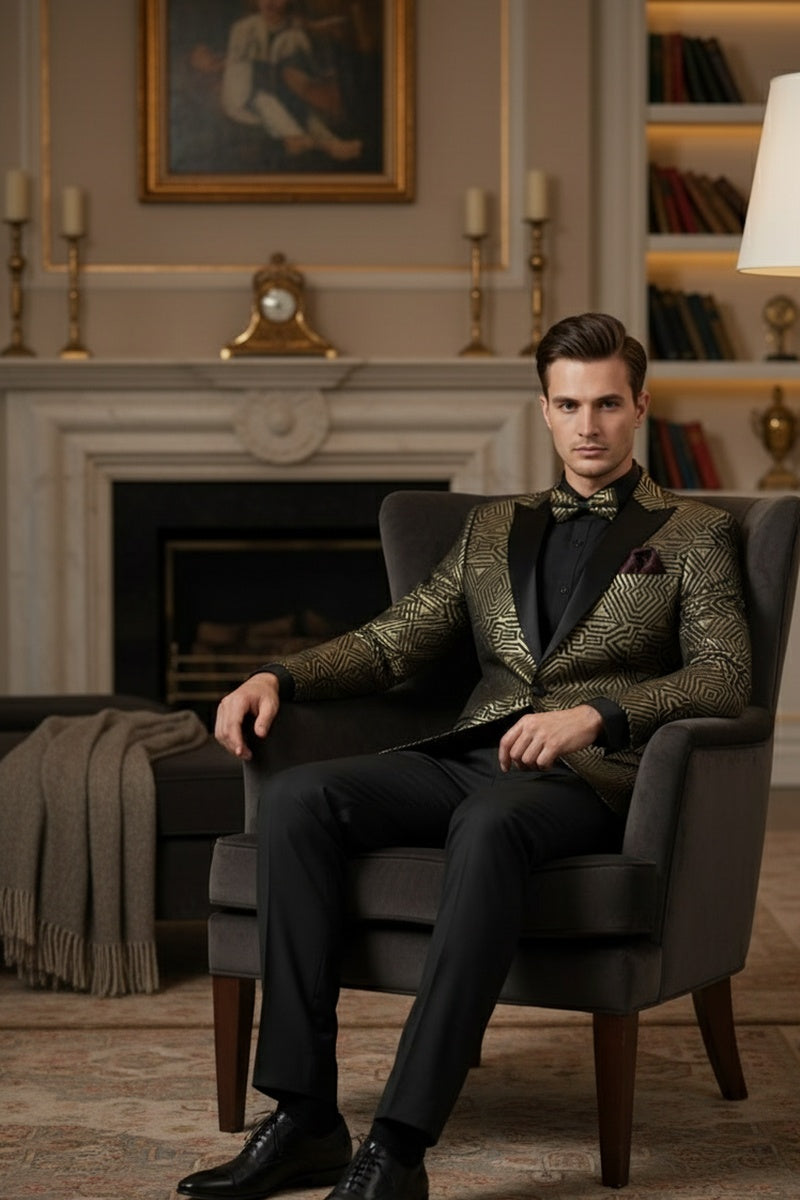 "Giza Glamour" Gold Tuxedo Jacket (Separates)