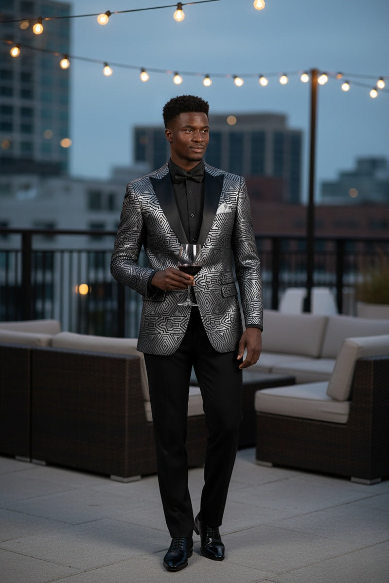 "Giza Glamour" Silver Tuxedo Jacket (Separates)