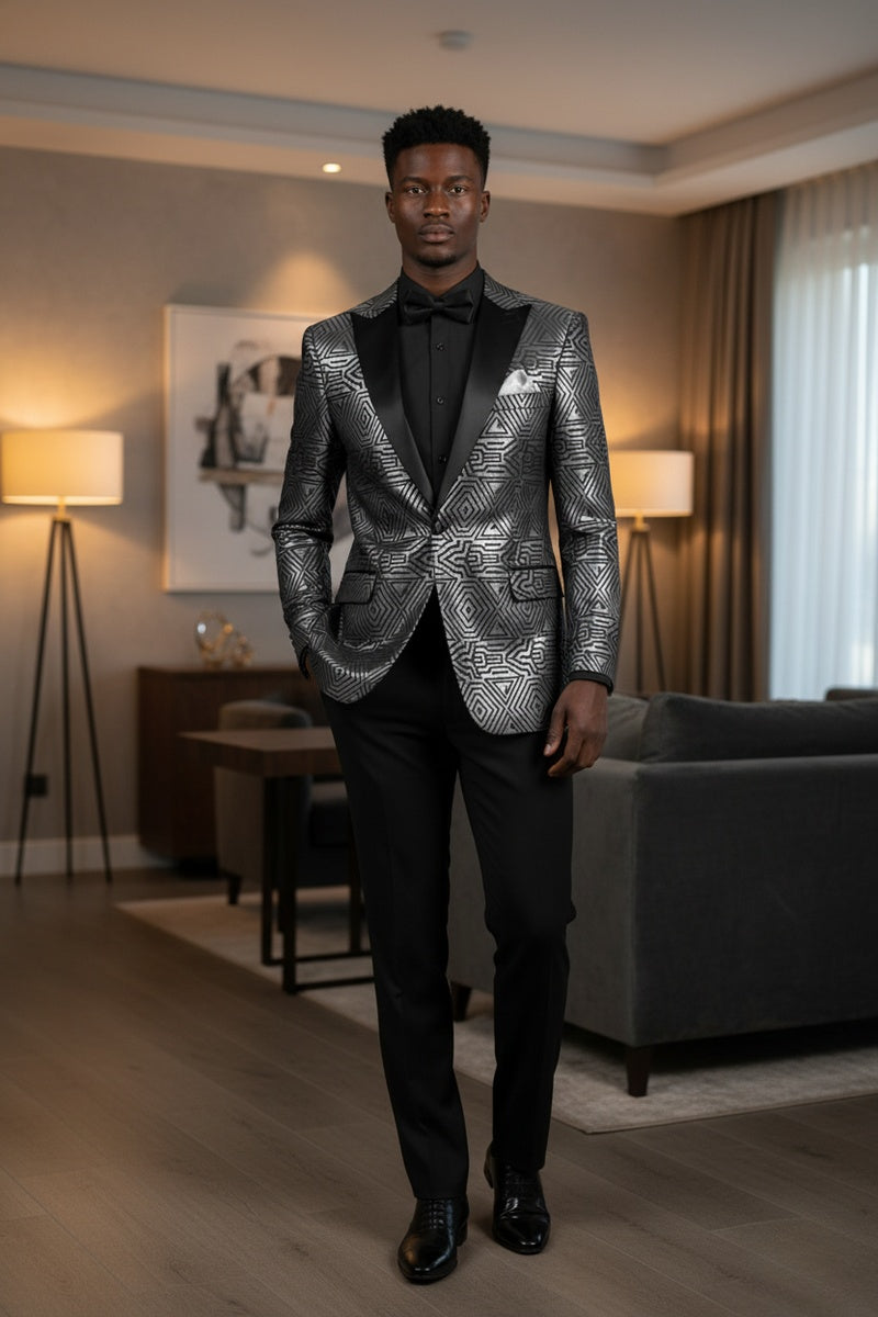 "Giza Glamour" Silver Tuxedo Jacket (Separates)