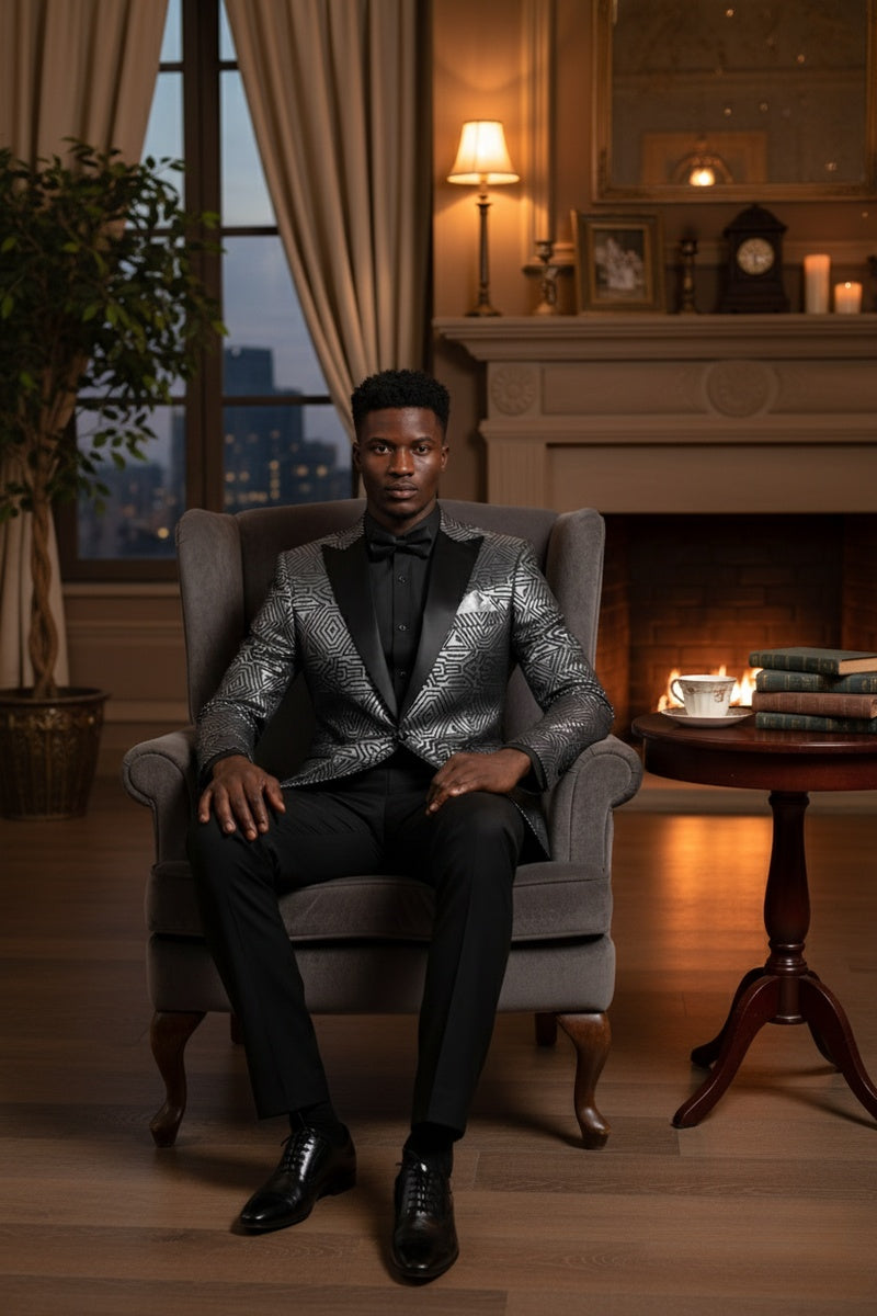 "Giza Glamour" Silver Tuxedo Jacket (Separates)