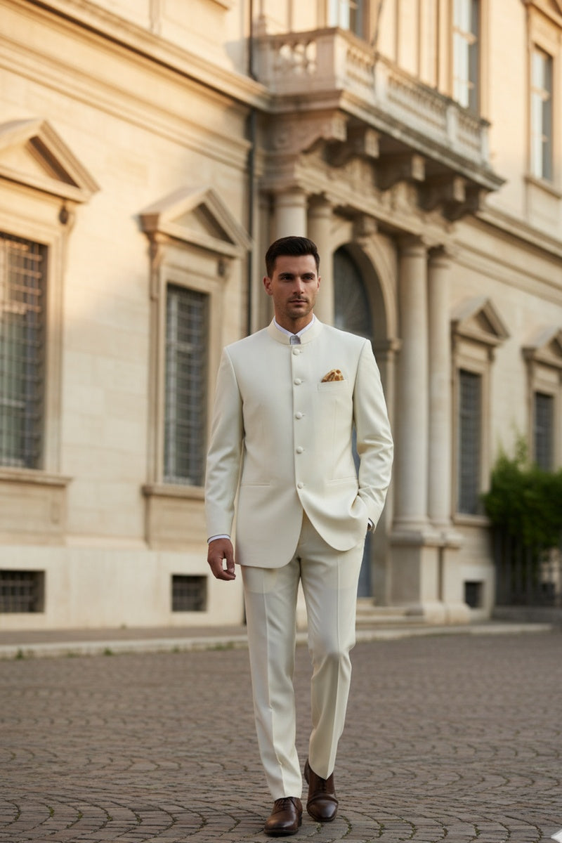"Mandarin" Ivory 5-Button Suit (2-Piece Set)