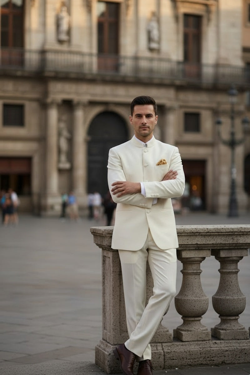 "Mandarin" Ivory 5-Button Suit (2-Piece Set)