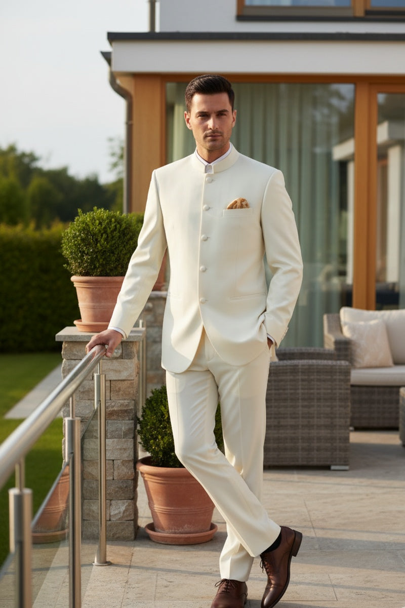 "Mandarin" Ivory 5-Button Suit (2-Piece Set)