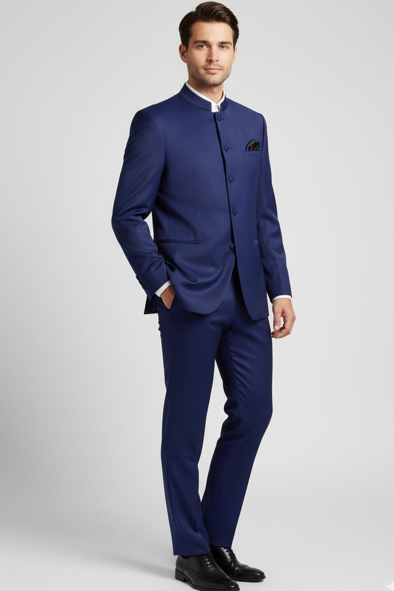 "Mandarin" Navy 5-Button Suit (2-Piece Set)