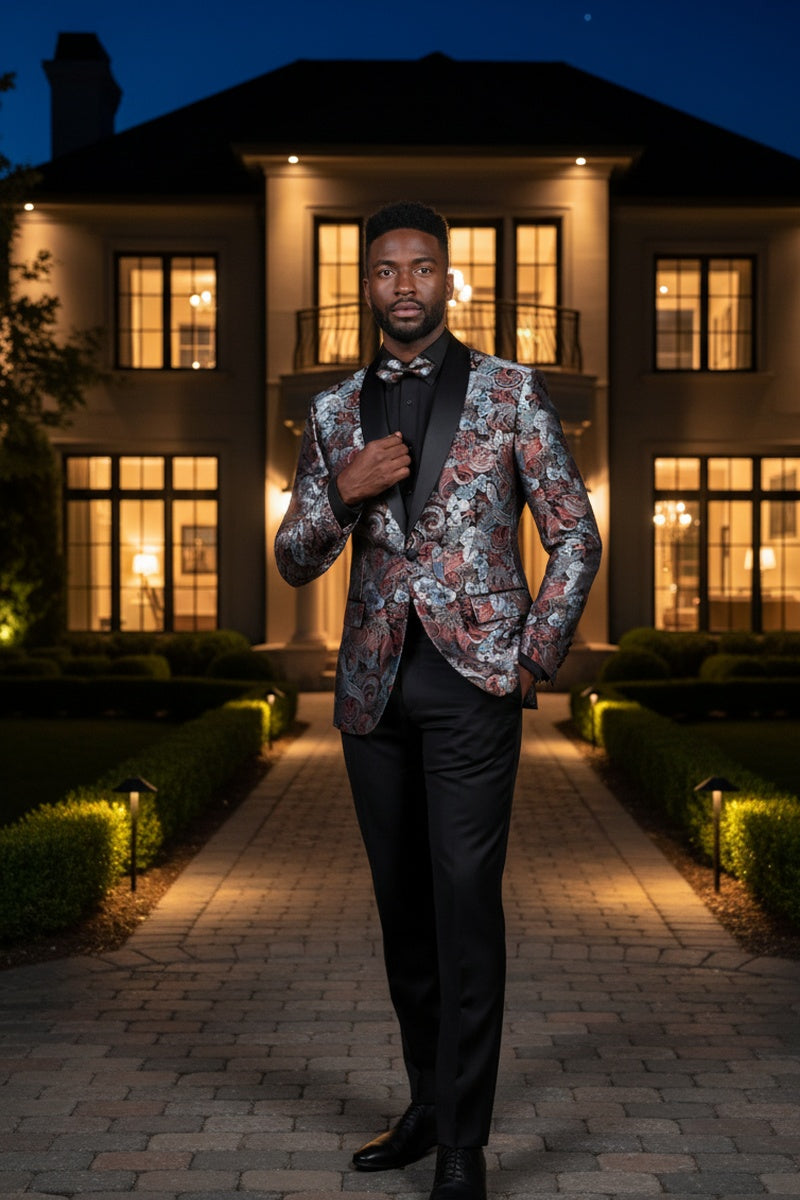"Mateo II" Burgundy Tuxedo Jacket (Separates)