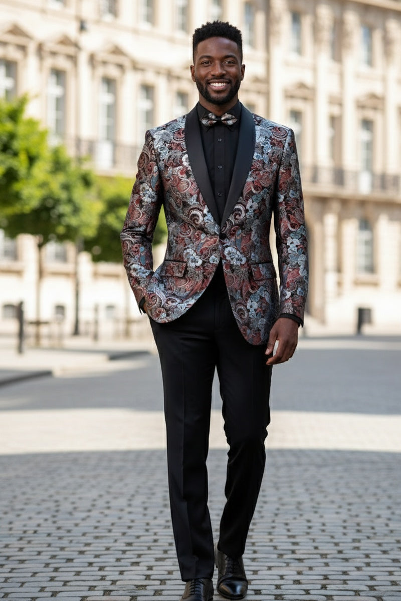 "Mateo II" Burgundy Tuxedo Jacket (Separates)