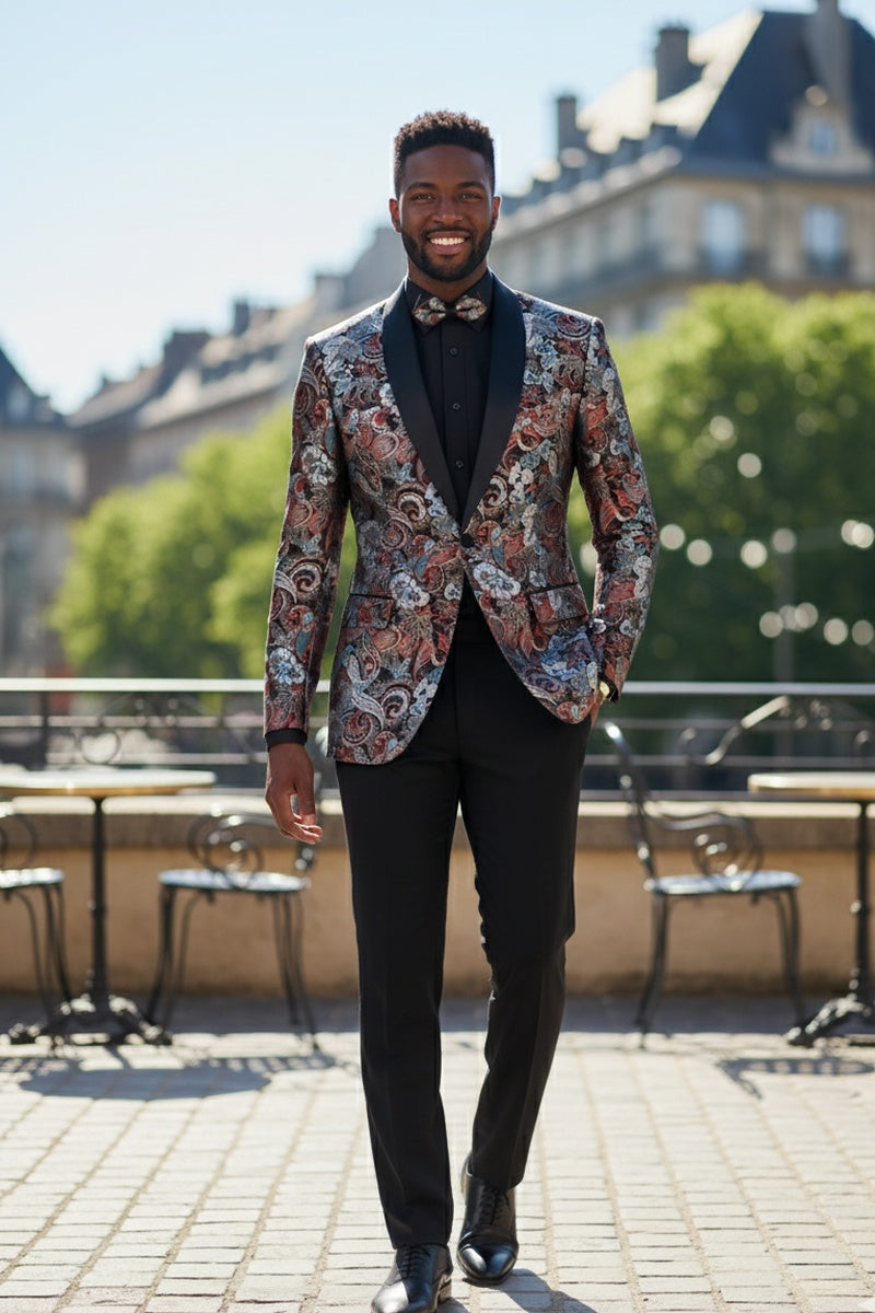 "Mateo II" Burgundy Tuxedo Jacket (Separates)