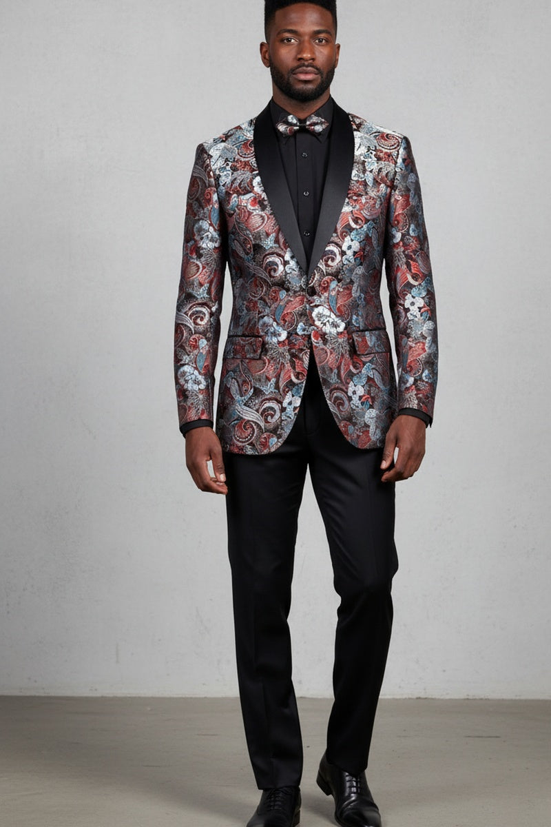 "Mateo II" Burgundy Tuxedo Jacket (Separates)