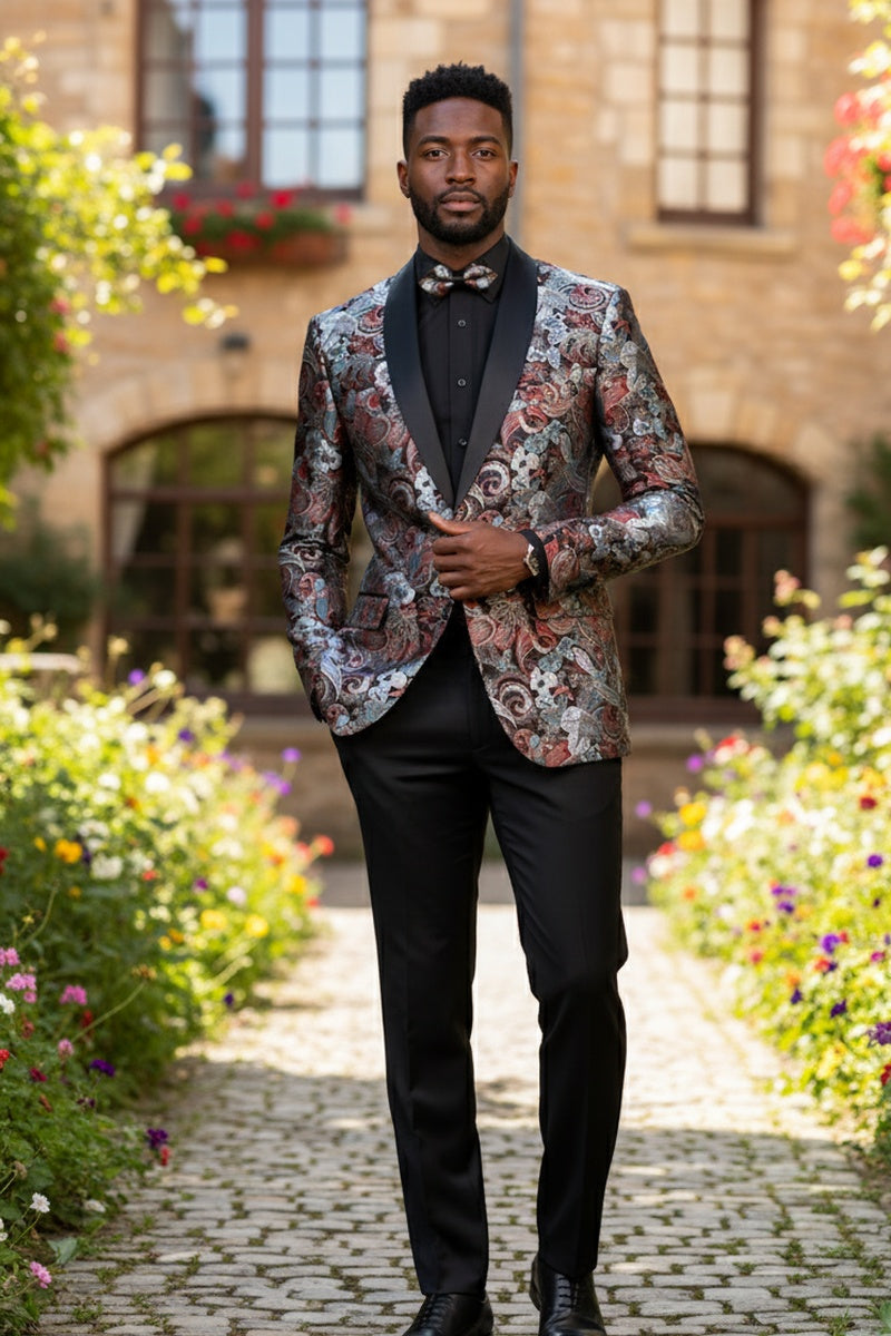 "Mateo II" Burgundy Tuxedo Jacket (Separates)