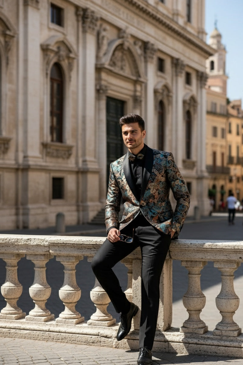 "Mateo II" Teal Tuxedo Jacket (Separates)