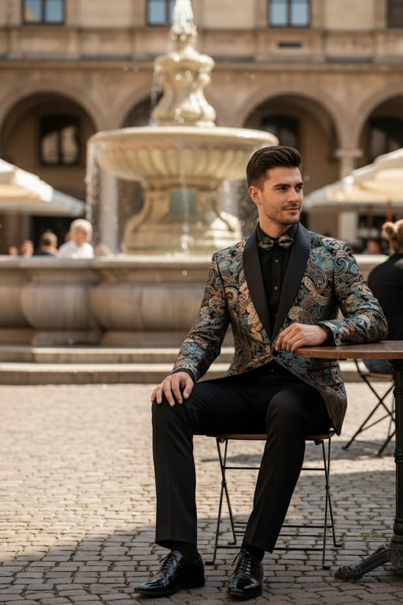 "Mateo II" Teal Tuxedo Jacket (Separates)