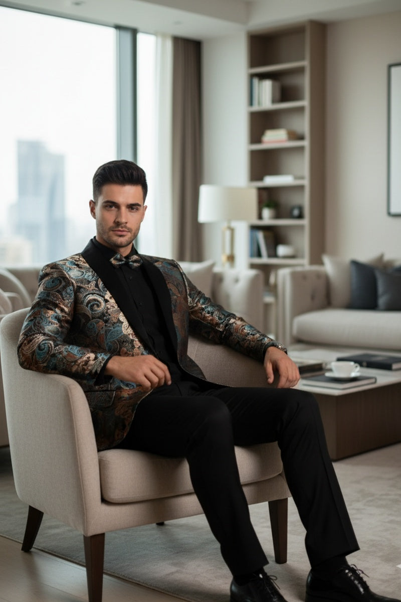 "Mateo II" Teal Tuxedo Jacket (Separates)