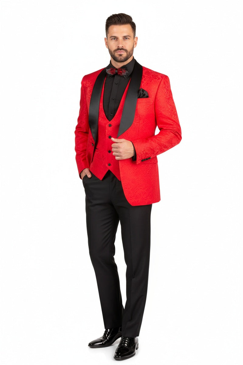 "Nico" Red Vinci 1-Button Shawl Tuxedo (3-Piece Set)