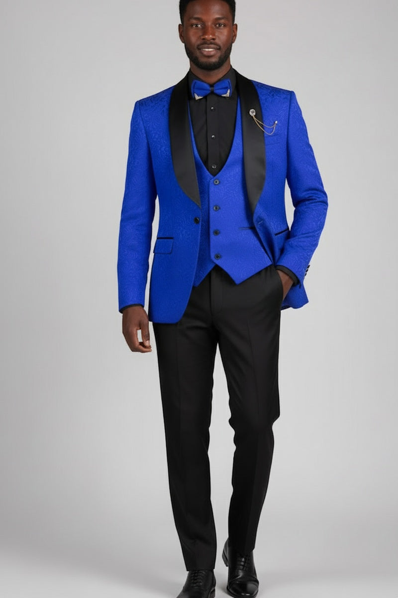 "Nico" Royal Blue Vinci 1-Button Shawl Tuxedo (3-Piece Set)