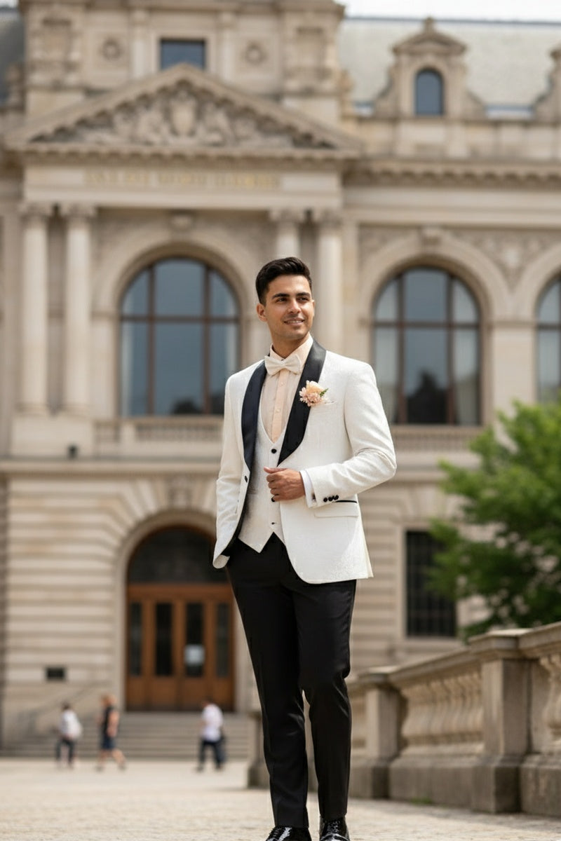"Nico" White Vinci 1-Button Shawl Tuxedo (3-Piece Set)