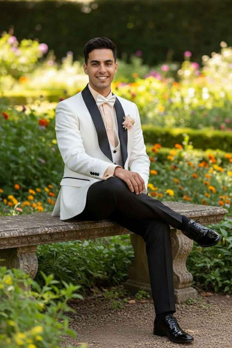 "Nico" White Vinci 1-Button Shawl Tuxedo (3-Piece Set)