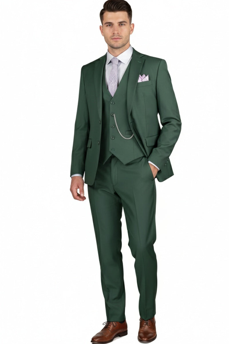 "Preston" Hunter Green 2-Button Notch Suit (3-Piece Set)