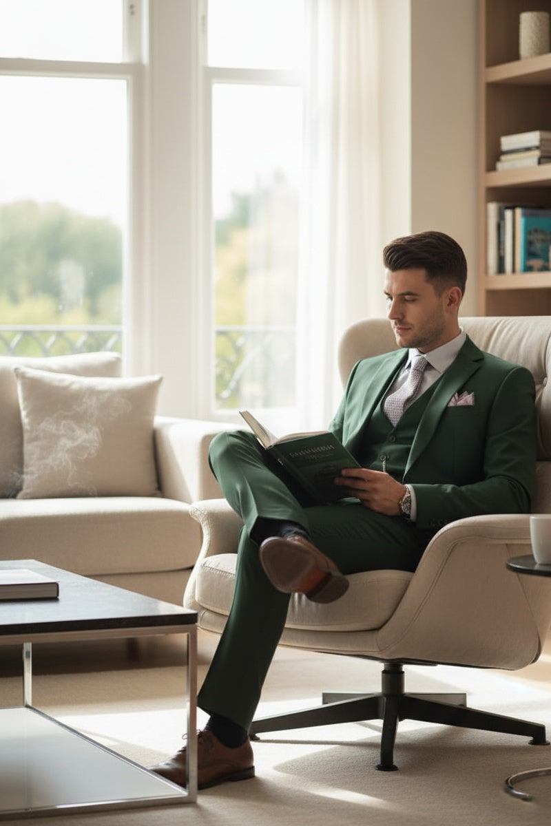 "Preston" Hunter Green 2-Button Notch Suit (3-Piece Set)