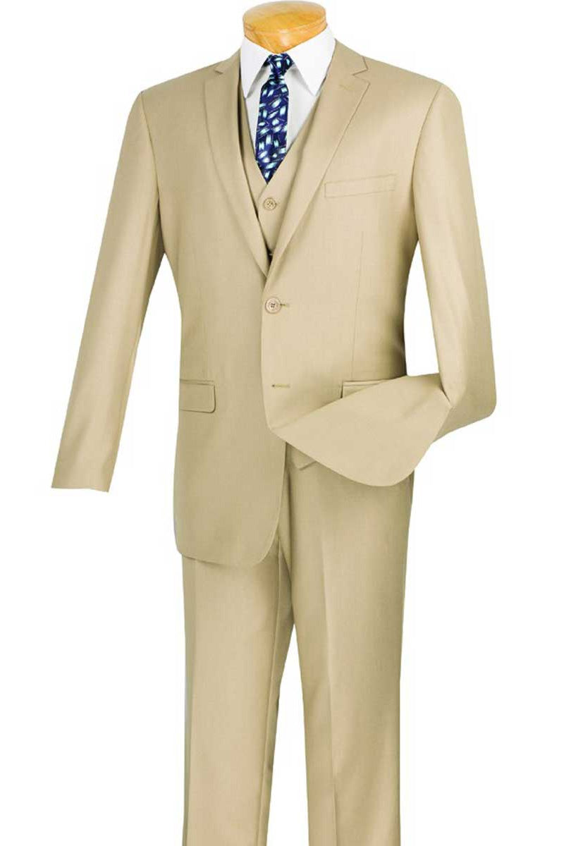 "Preston" Light Beige 2-Button Notch Suit (3-Piece Set)