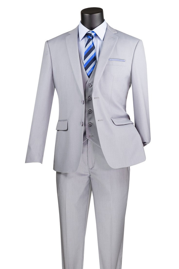 "Preston" Light Grey 2-Button Notch Suit (3-Piece Set)
