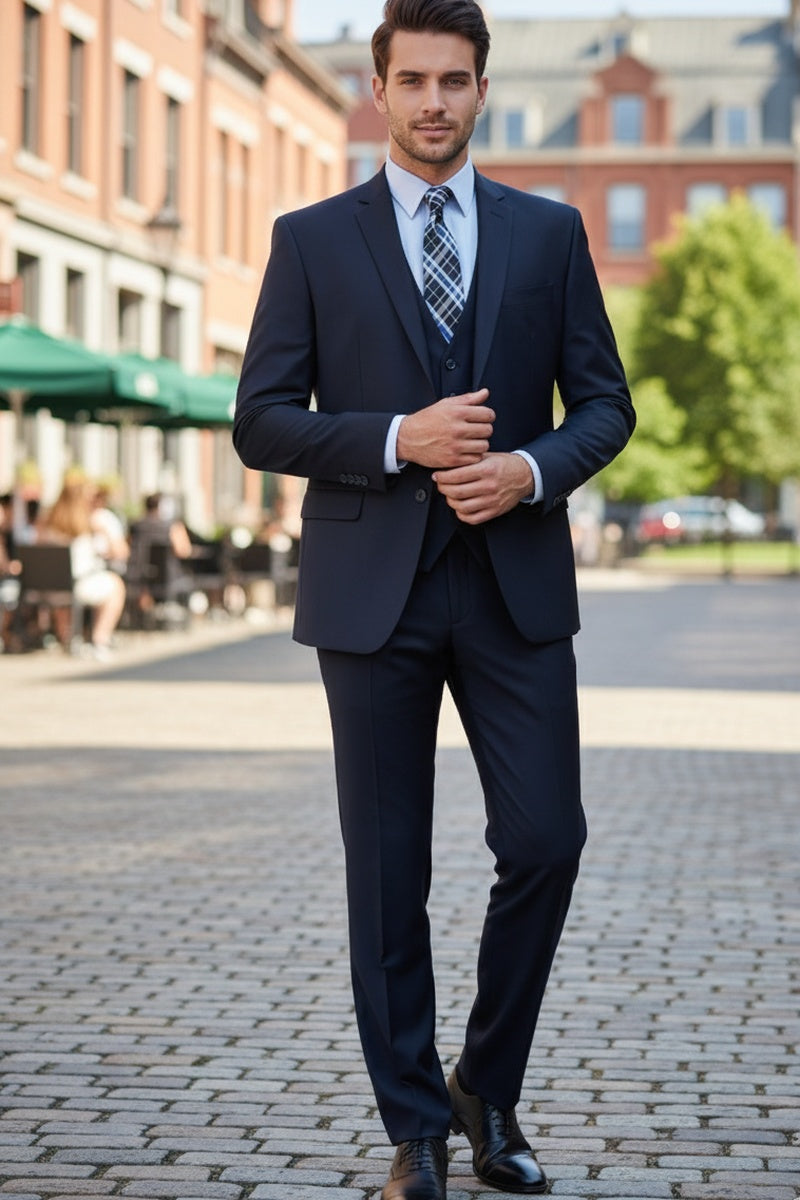 "Preston" Navy 2-Button Notch Suit (3-Piece Set)