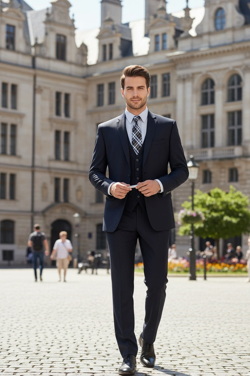 "Preston" Navy 2-Button Notch Suit (3-Piece Set)