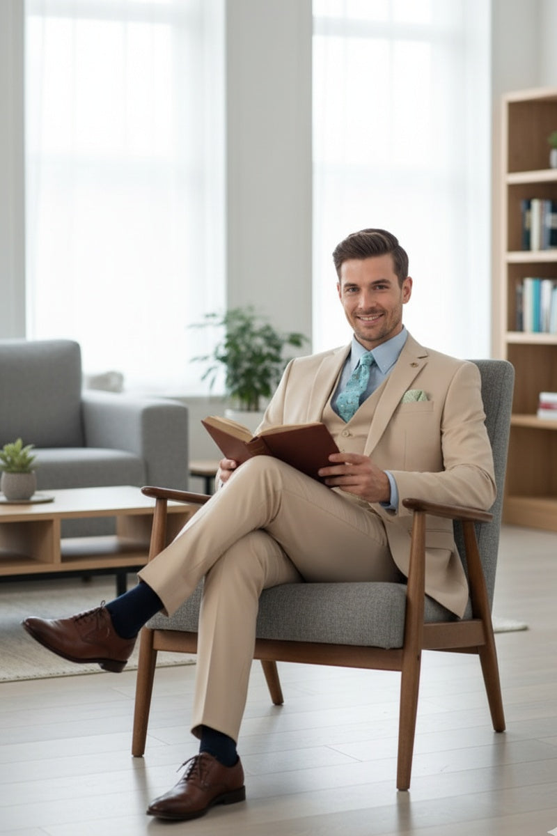 "Preston" Stone 2-Button Notch Suit (3-Piece Set)