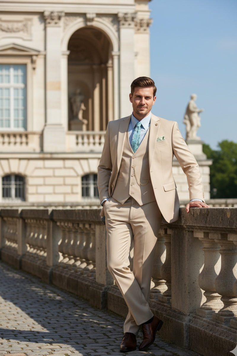 "Preston" Stone 2-Button Notch Suit (3-Piece Set)