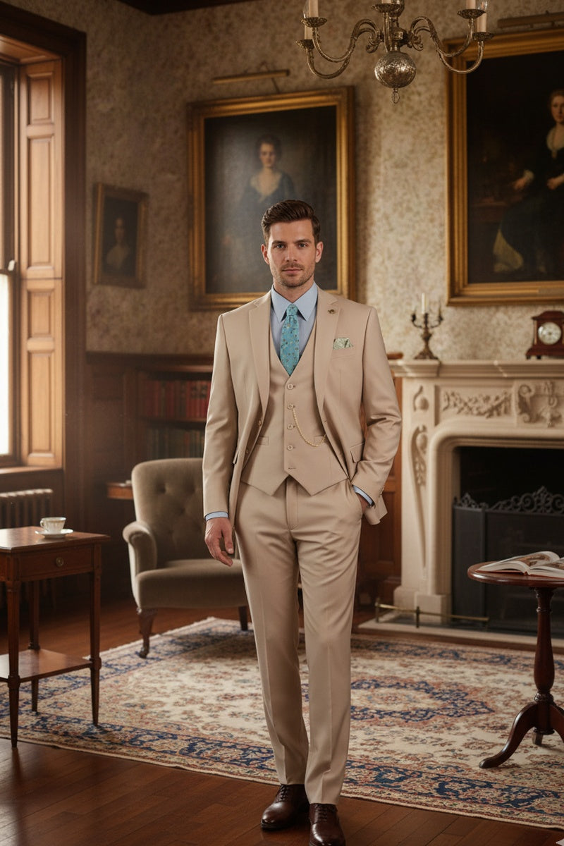 "Preston" Stone 2-Button Notch Suit (3-Piece Set)