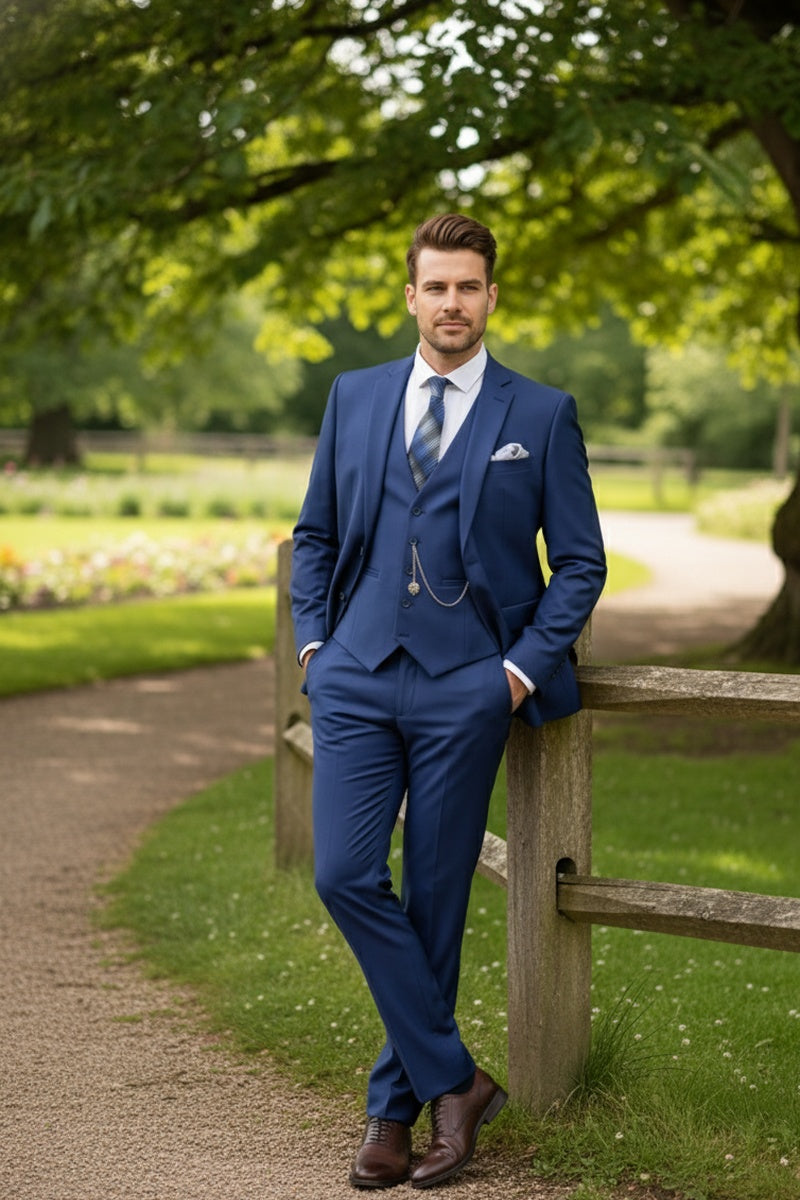 "Preston" Twilight Blue 2-Button Notch Suit (3-Piece Set)