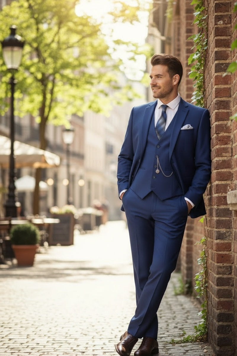 "Preston" Twilight Blue 2-Button Notch Suit (3-Piece Set)