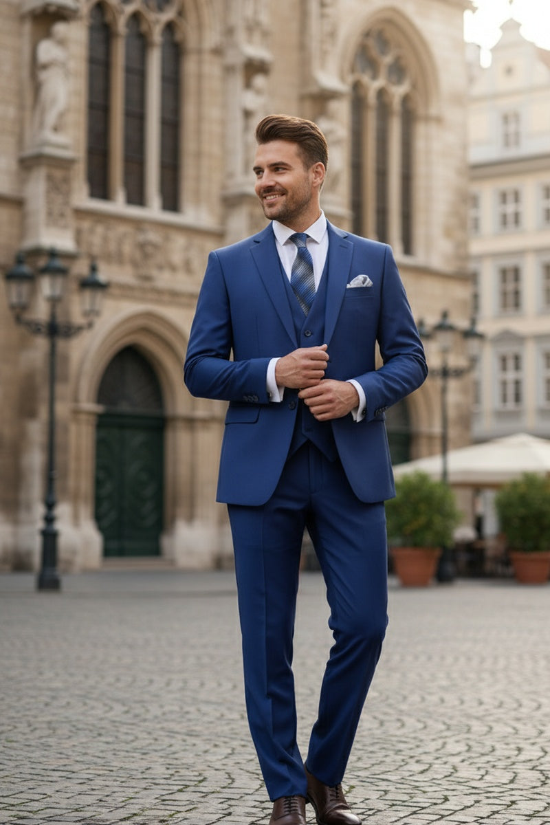 "Preston" Twilight Blue 2-Button Notch Suit (3-Piece Set)