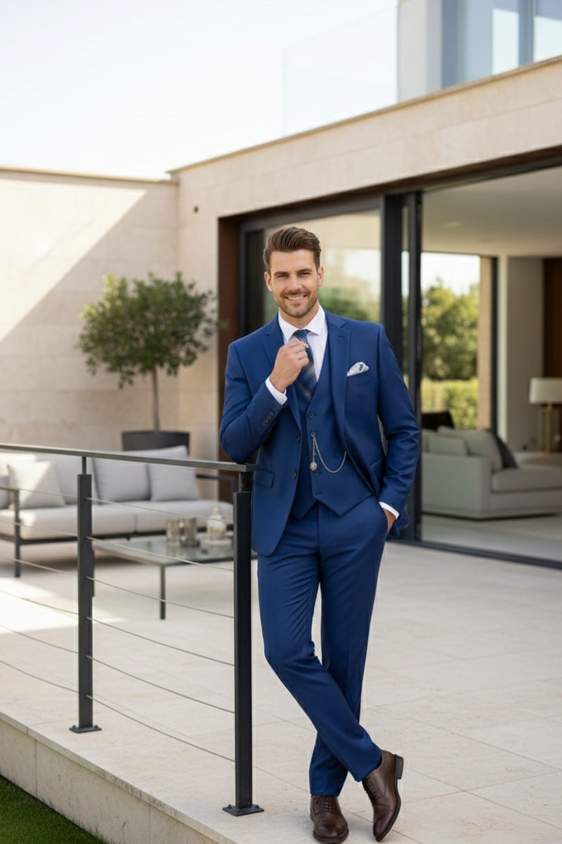"Preston" Twilight Blue 2-Button Notch Suit (3-Piece Set)