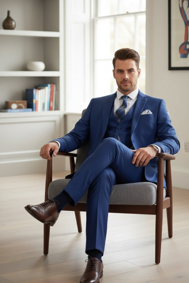 "Preston" Twilight Blue 2-Button Notch Suit (3-Piece Set)