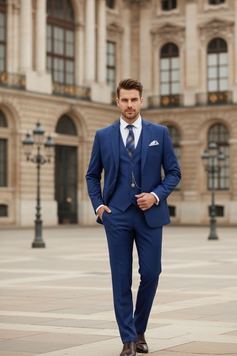 "Preston" Twilight Blue 2-Button Notch Suit (3-Piece Set)