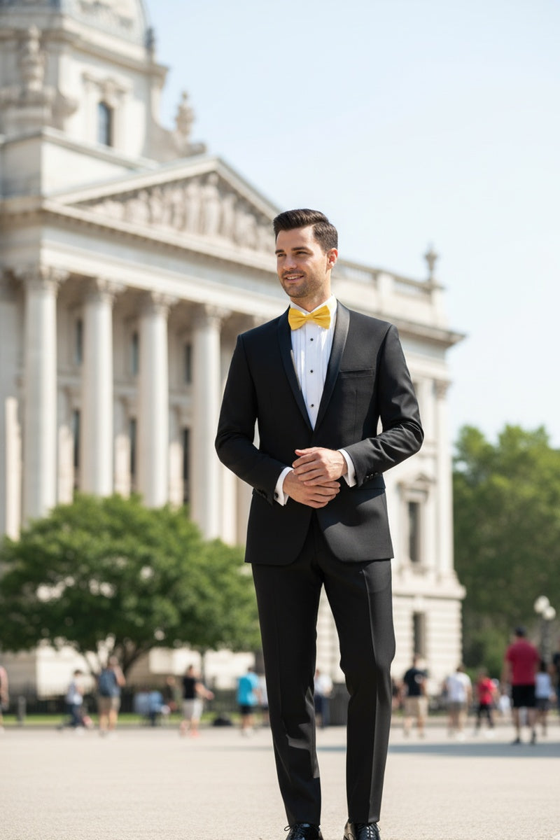 "Sleek" Black Vinci 1-Button Shawl Tuxedo (2-Piece Set)
