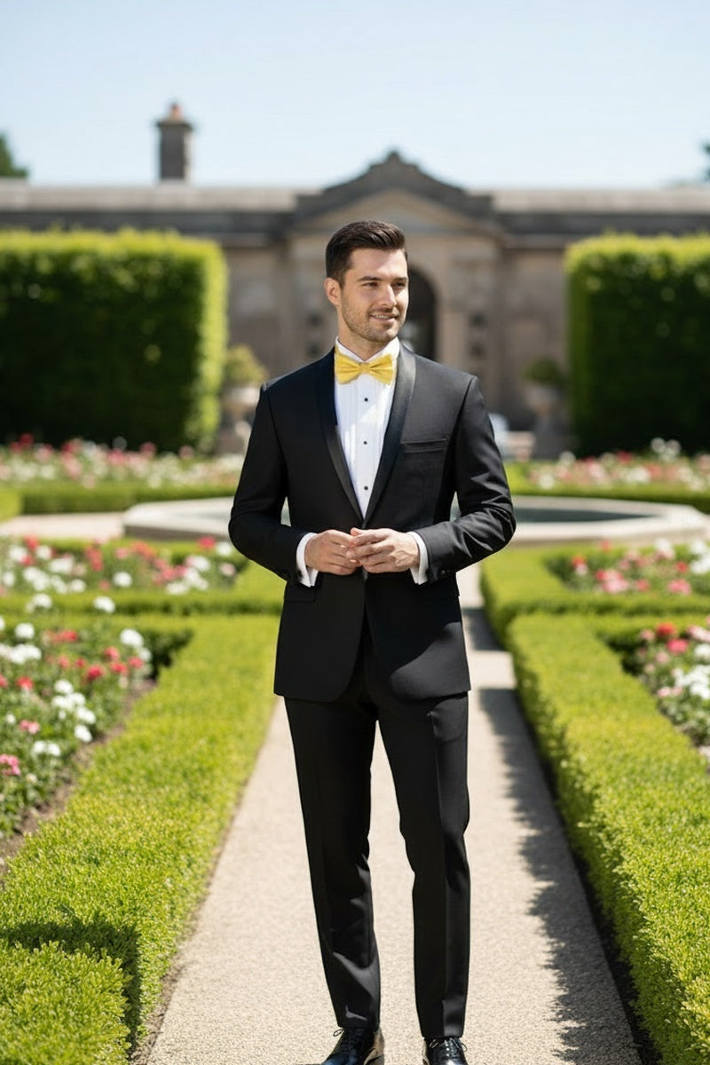 "Sleek" Black Vinci 1-Button Shawl Tuxedo (2-Piece Set)