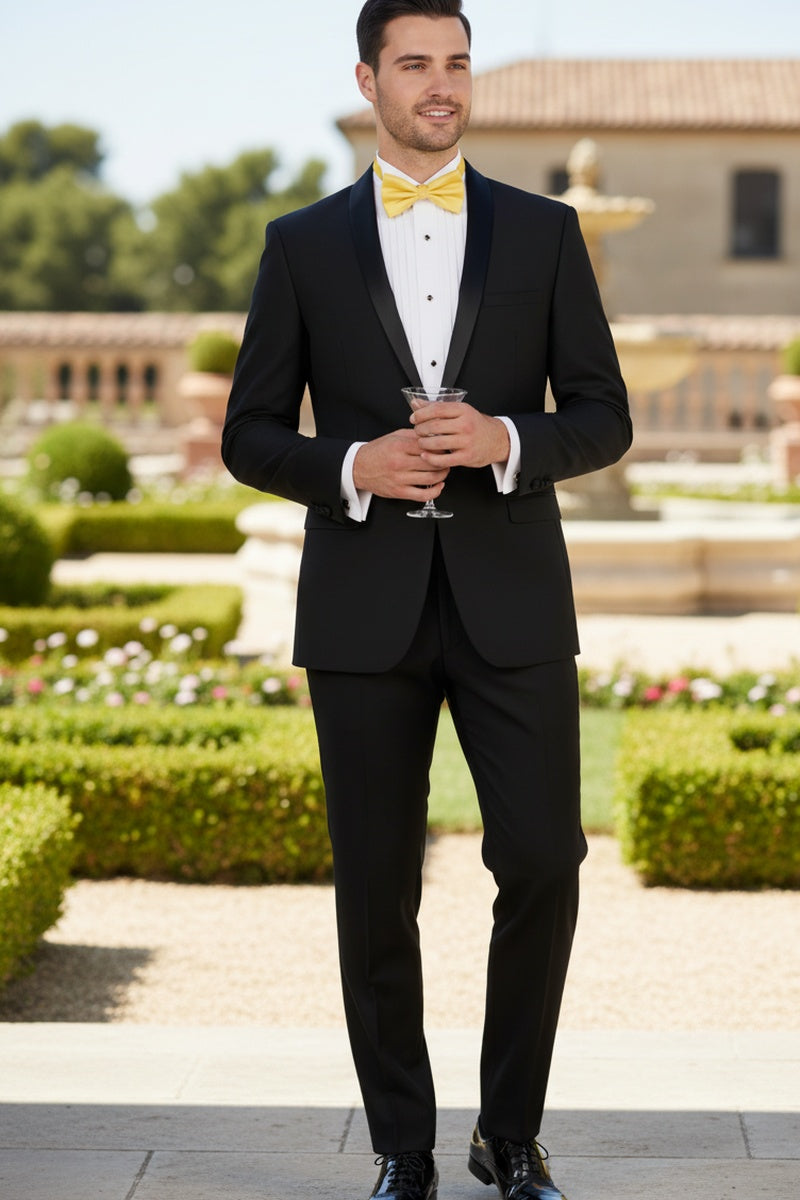 "Sleek" Black Vinci 1-Button Shawl Tuxedo (2-Piece Set)