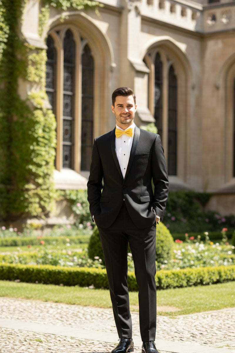 "Sleek" Black Vinci 1-Button Shawl Tuxedo (2-Piece Set)