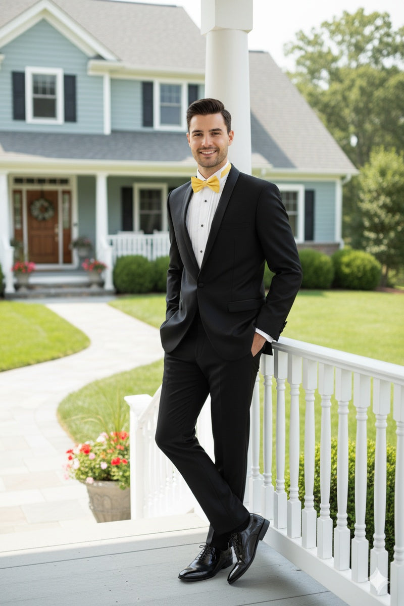 "Sleek" Black Vinci 1-Button Shawl Tuxedo (2-Piece Set)
