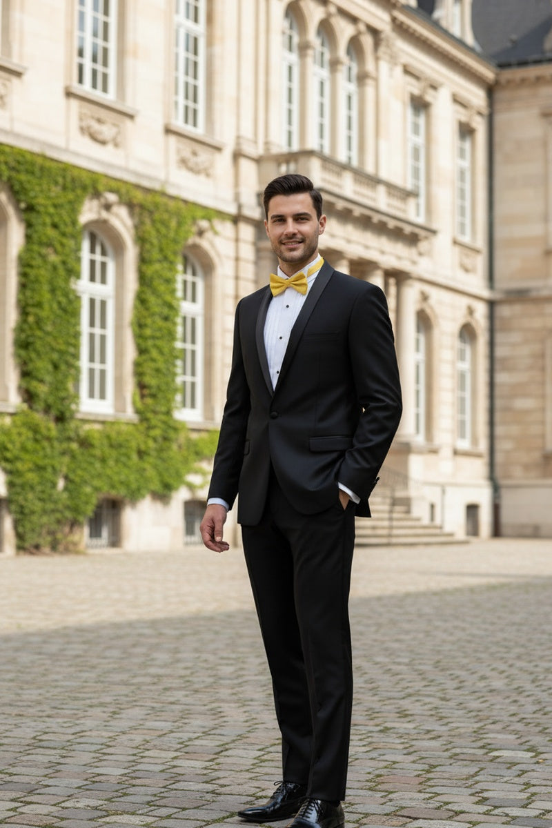 "Sleek" Black Vinci 1-Button Shawl Tuxedo (2-Piece Set)