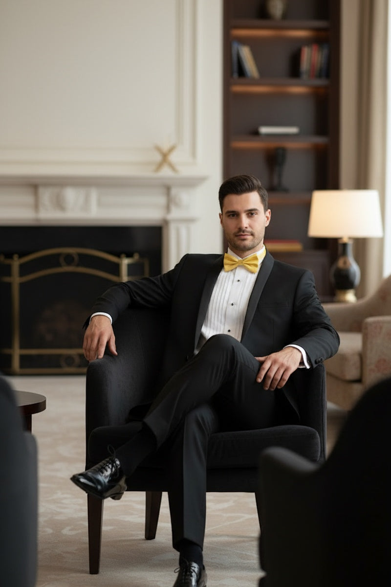 "Sleek" Black Vinci 1-Button Shawl Tuxedo (2-Piece Set)