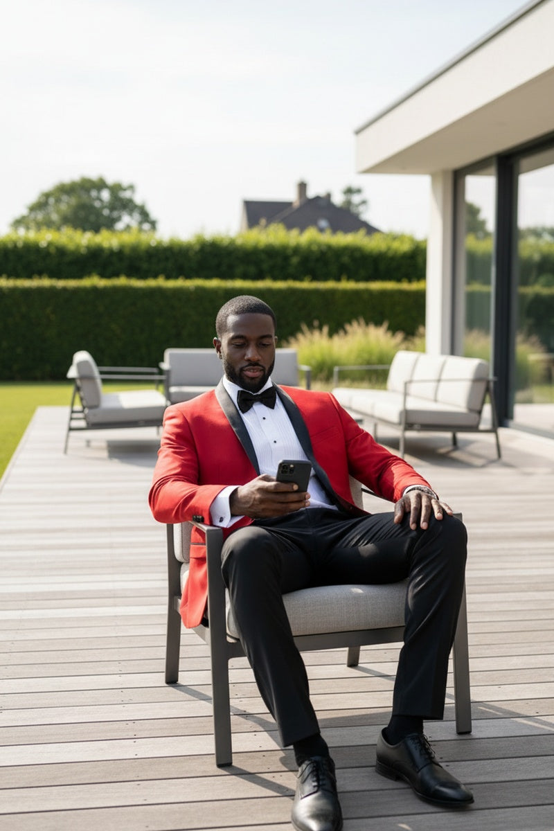 "Sleek" Red Vinci 1-Button Shawl Tuxedo (2-Piece Set)