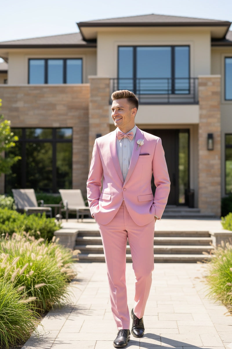 "Spectrum" Dusty Rose 1-Button Shawl Tuxedo (3-Piece Set)