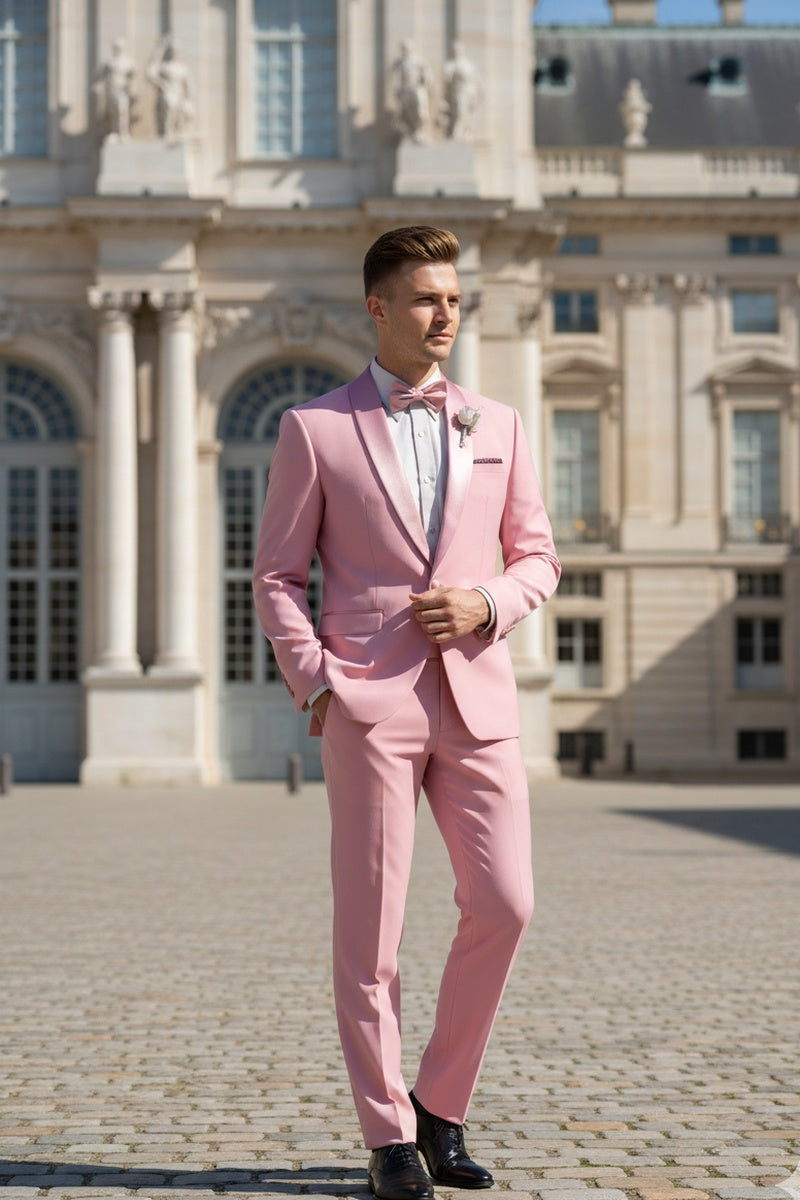 "Spectrum" Dusty Rose 1-Button Shawl Tuxedo (3-Piece Set)