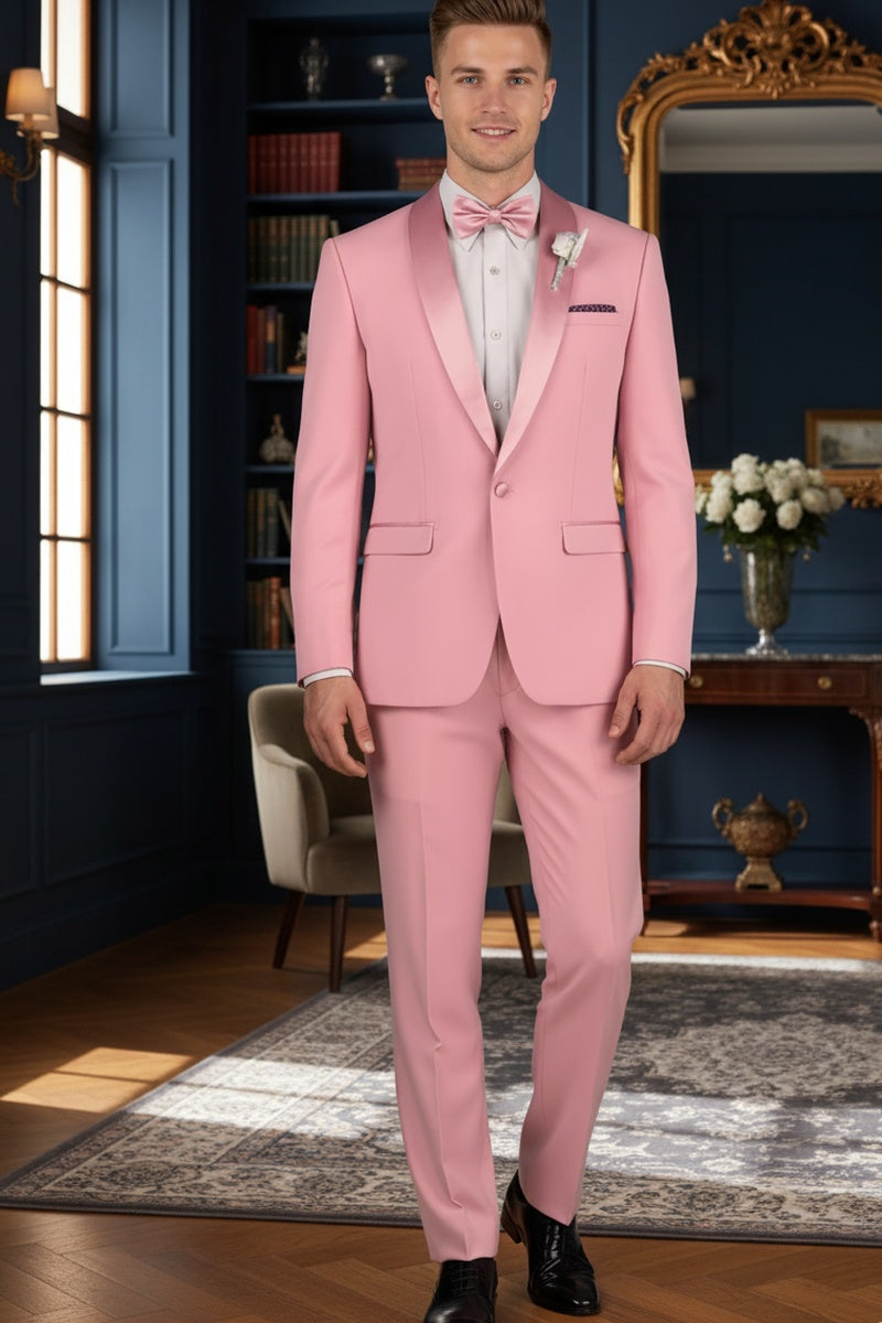 "Spectrum" Dusty Rose 1-Button Shawl Tuxedo (3-Piece Set)